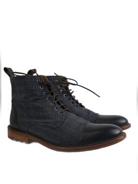 Taft Jack Charcoal Plaid Leather Men's Lace Up Ankle Boots